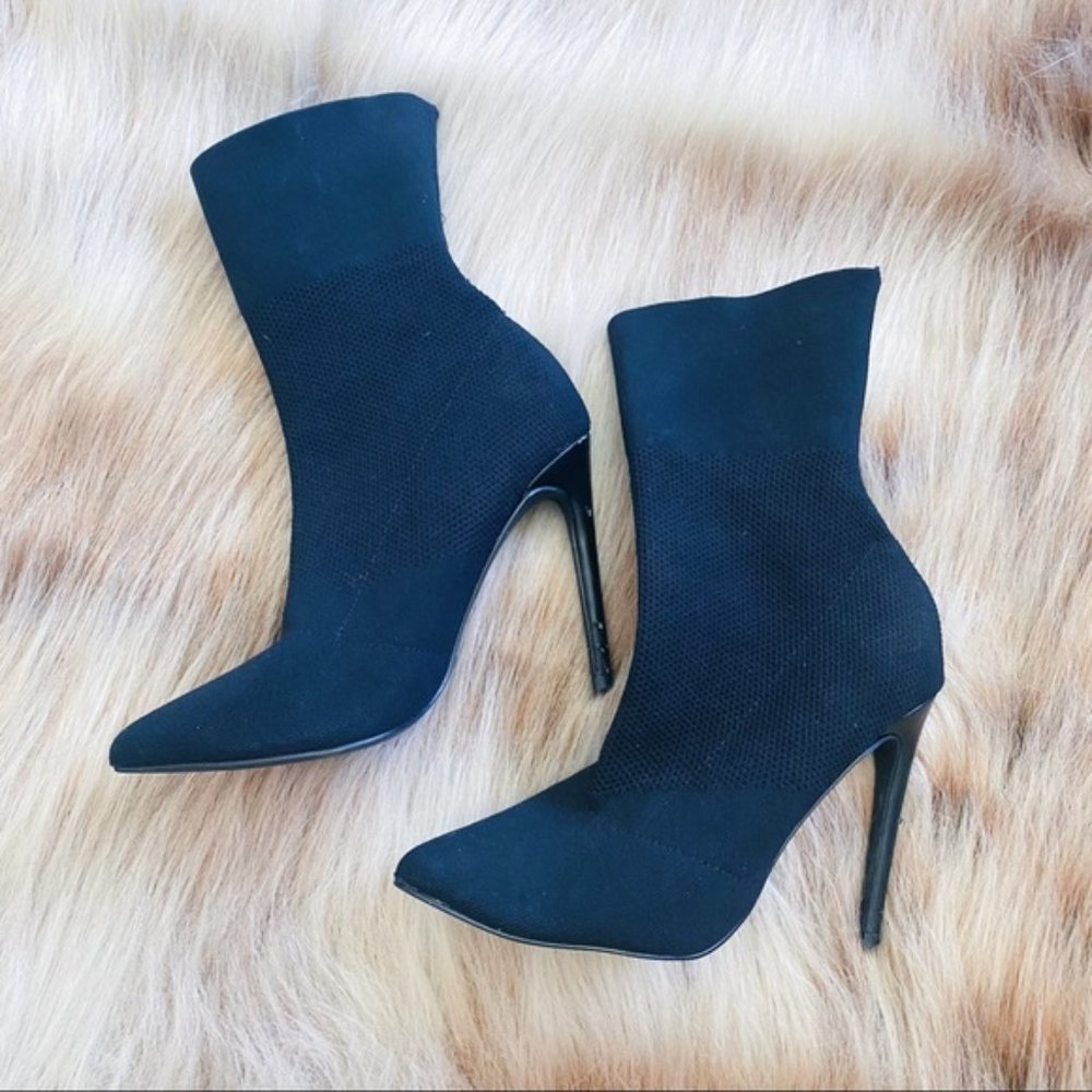 Steve Madden Century Black Sock Boot Stiletto Heel